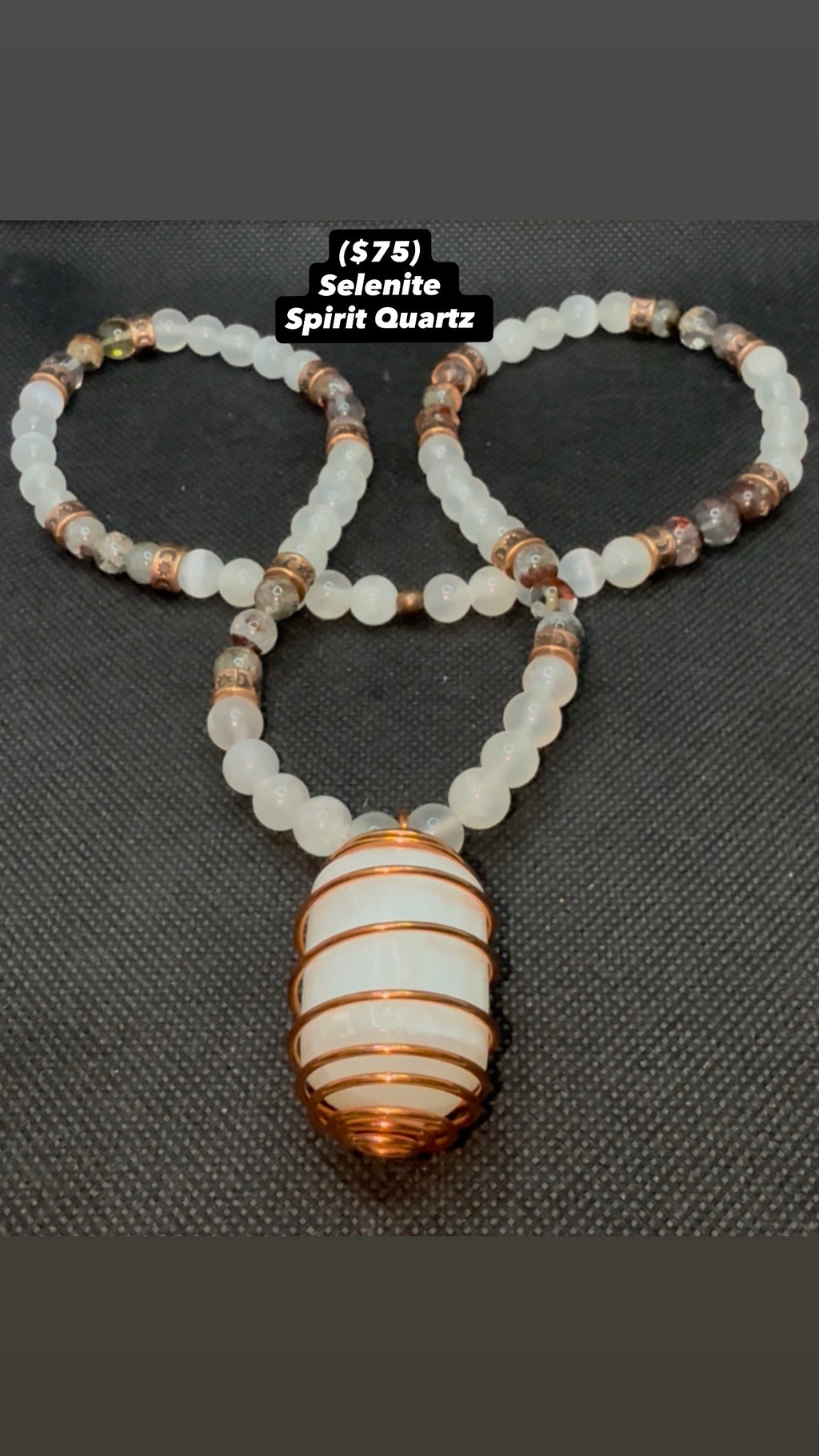 Selenite & Spirit Quartz Necklace