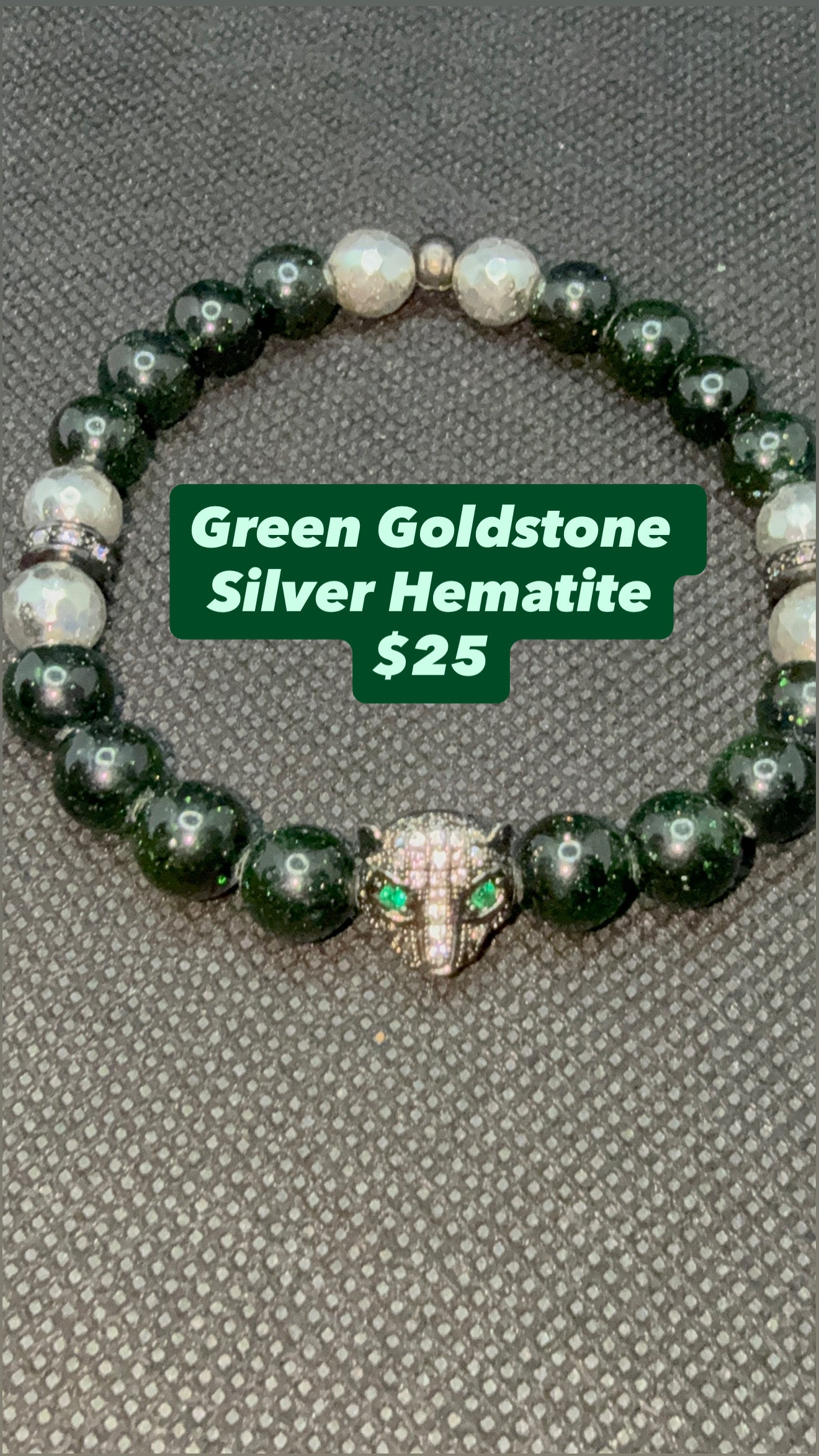 Green Goldstone Hematite Money Bracelet