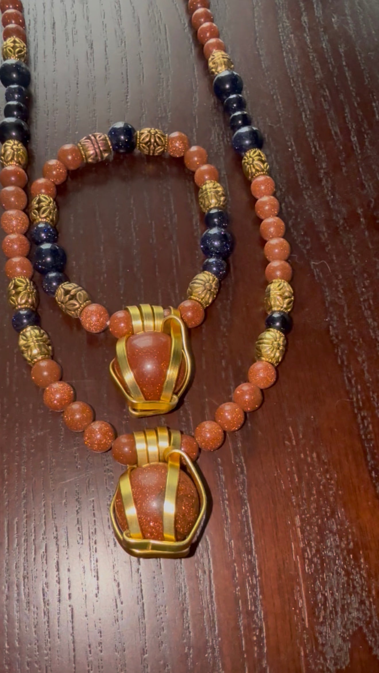 Wealth and Abundance Set Blue & Orange Goldstone
