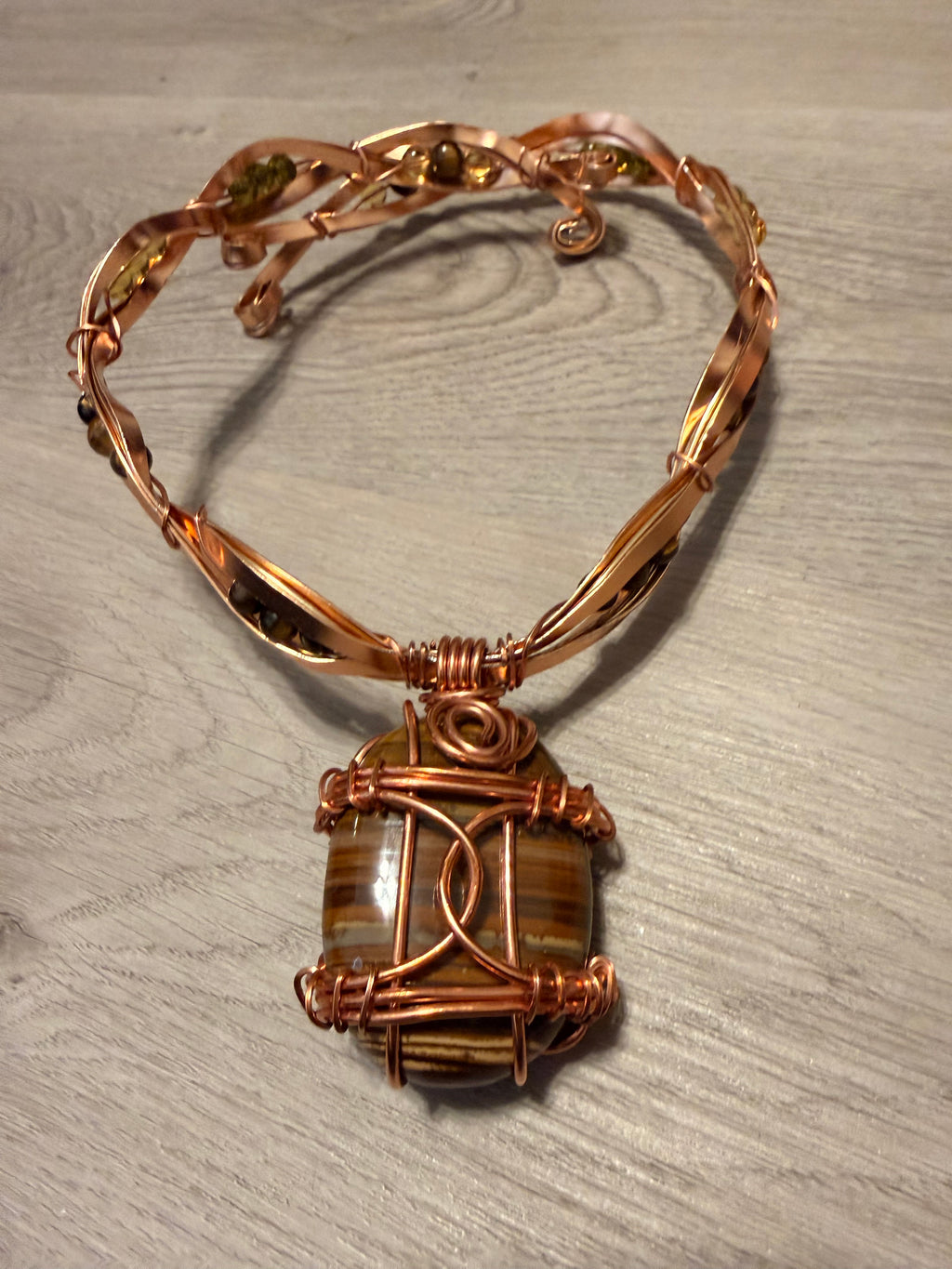 The Aligned One~Jade~Tiger Eye~Citrine Necklace