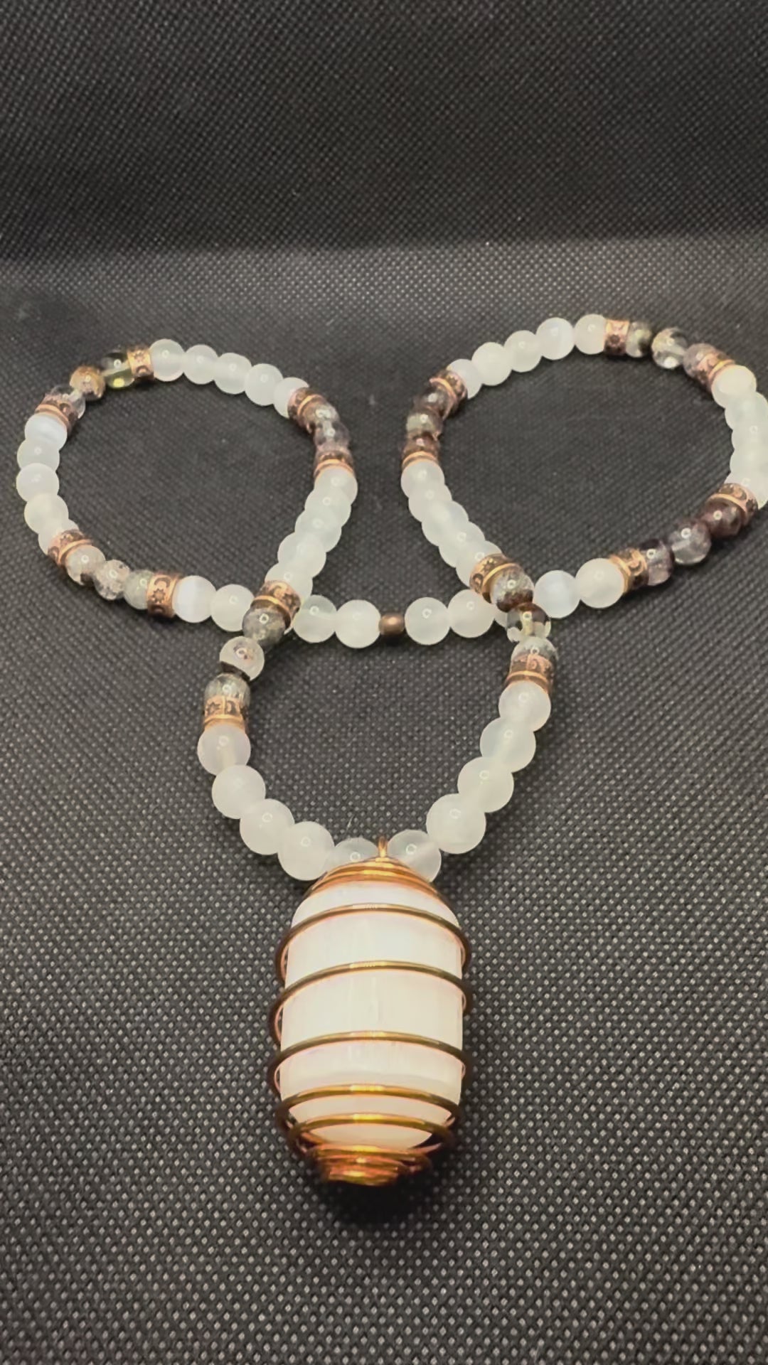 Selenite & Spirit Quartz Necklace