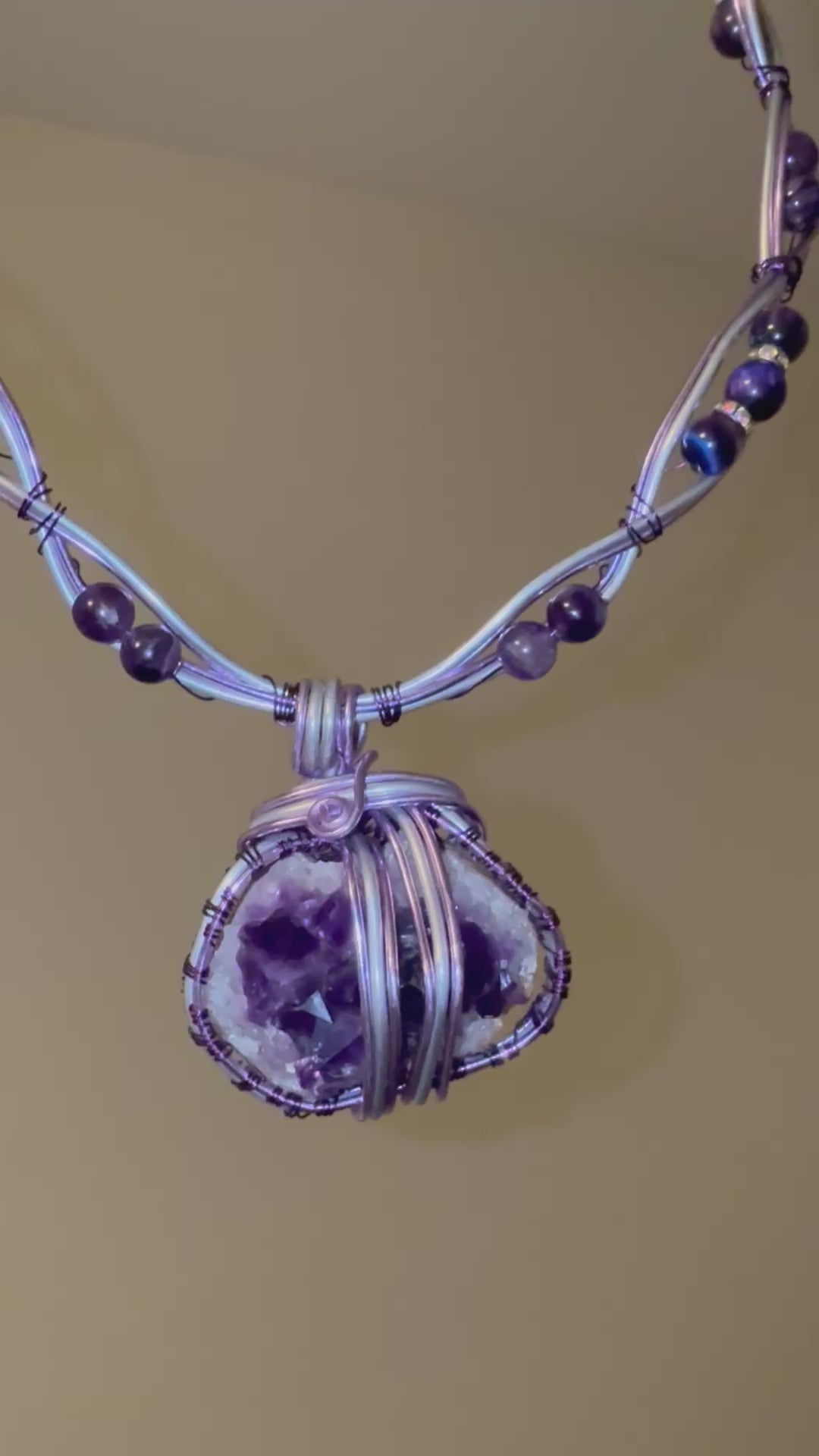 Amethyst & Rainbow Tiger Eye Crown/Necklace