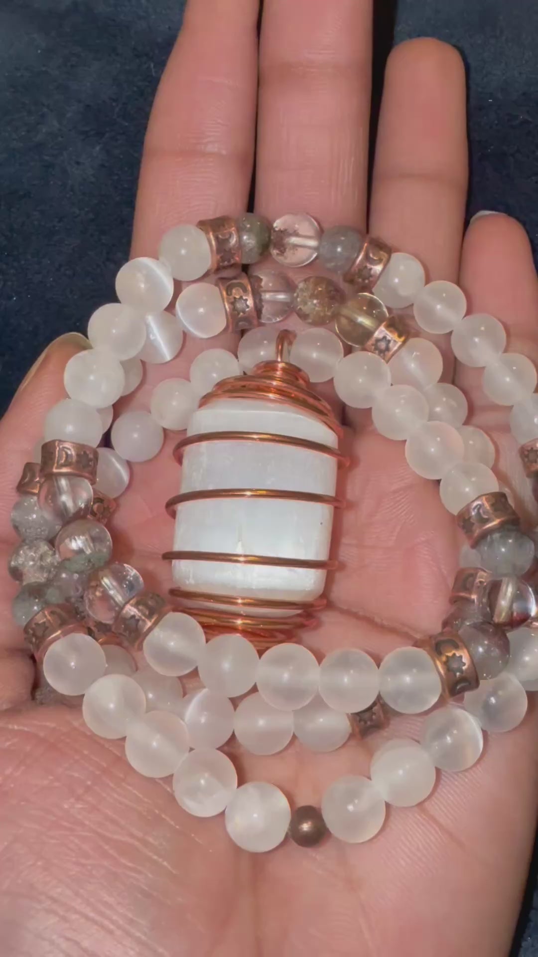 Selenite & Spirit Quartz Necklace