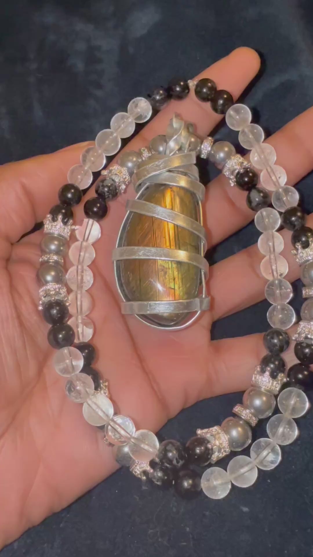 Labradorite~Fire&Ice Quartz~Hematite~